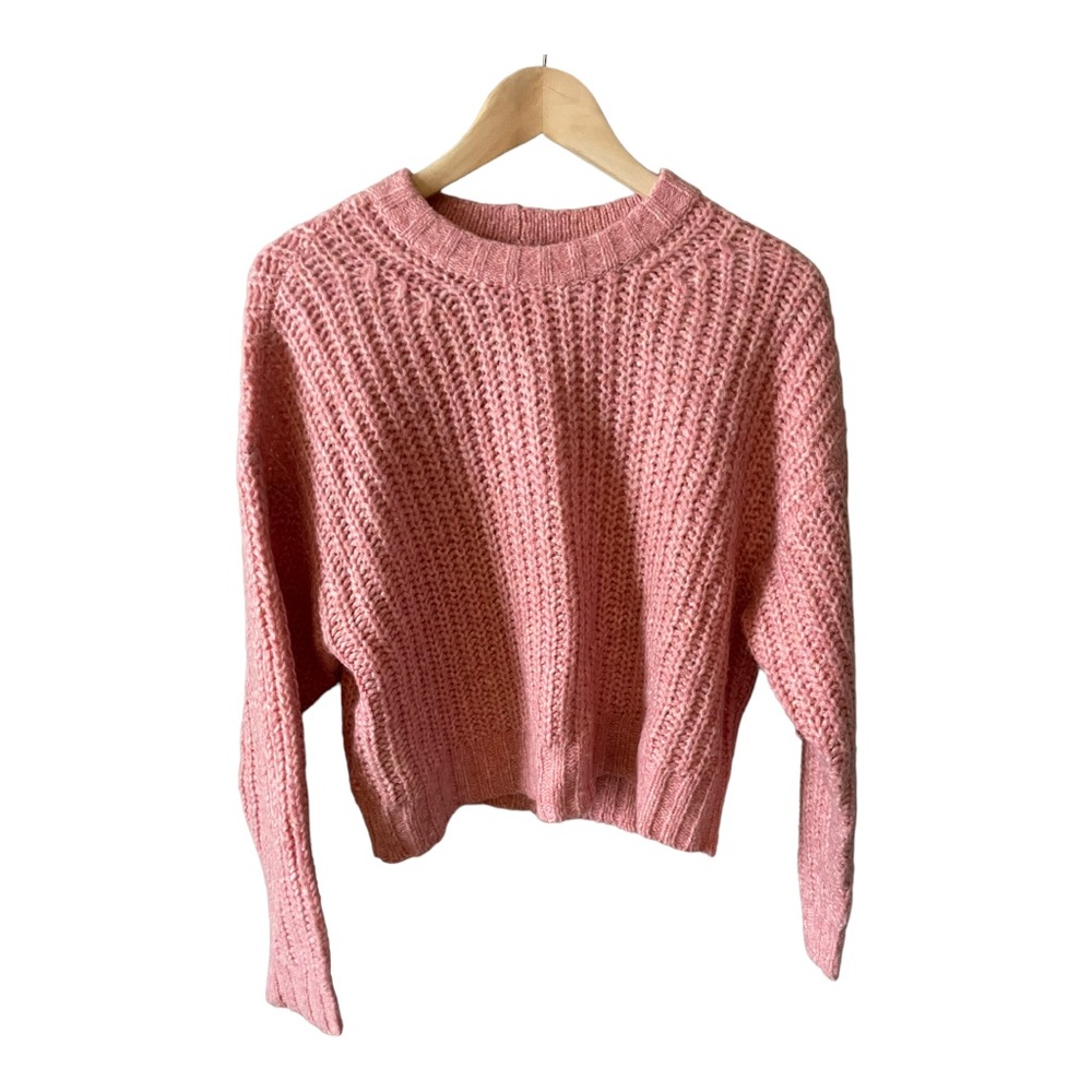 AMERICAN EAGLE Cropped Chunky Knit Pink Sweater Size Small